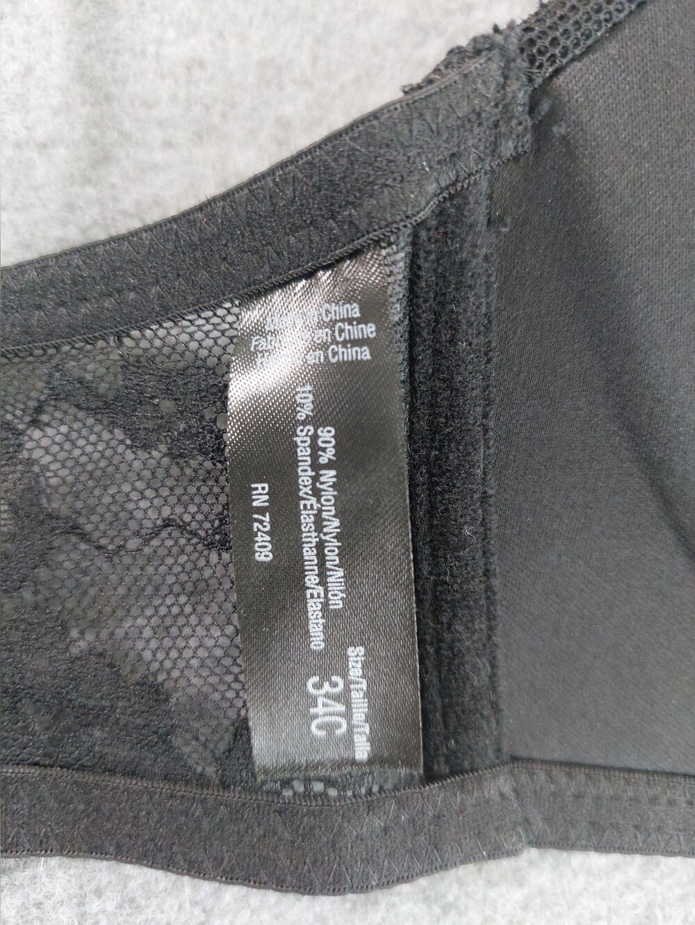 NWOT René Rofé Black Lace Front Closure Bra 34C - Picture 3 of 4
